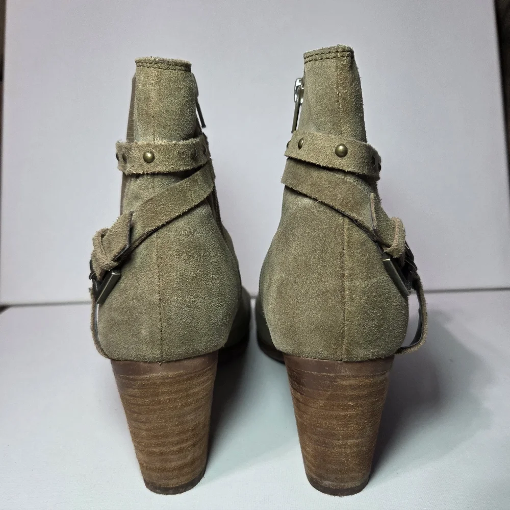 Matisse Camryn Suede Studded Harness Tan Ankle Boots Women's Size 9 - Picture 5 of 12